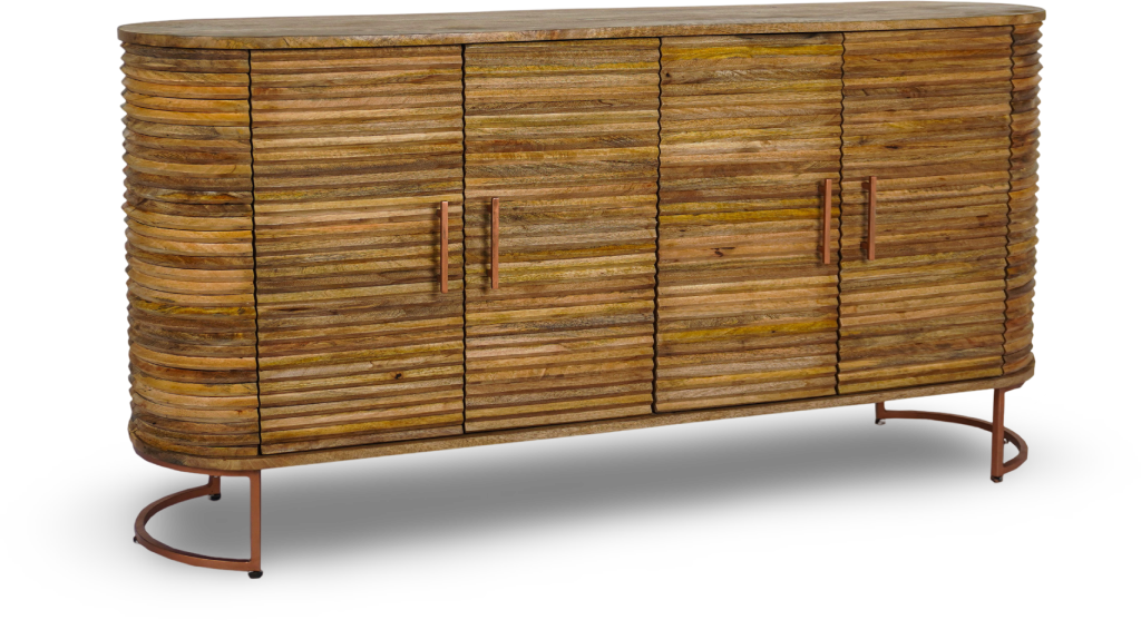 Curved Wooden Ribbed Sideboard