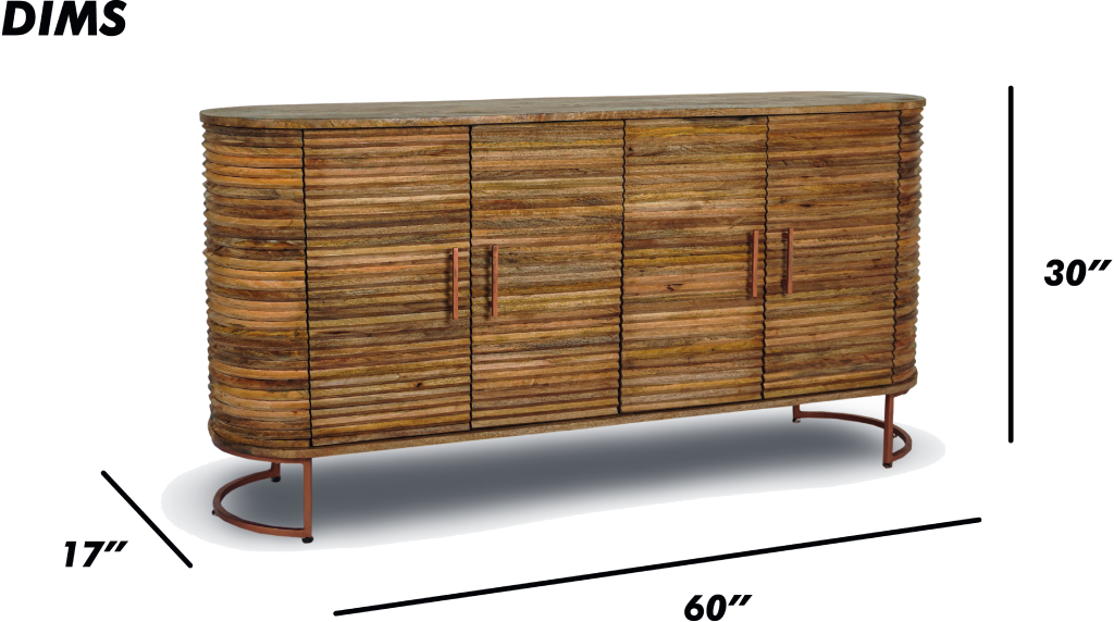Curved Wooden Ribbed Sideboard