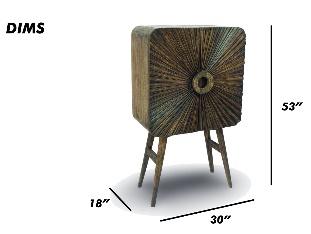 Grey Sunburst Accent Cabinet