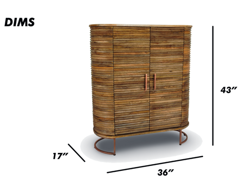 Rattan Ribbed Bar Cabinet