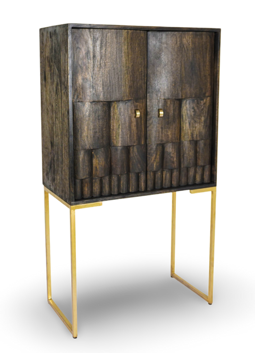 Brown Tall Bar Cabinet