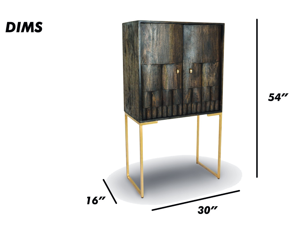 Grey wash Tall Bar Cabinet