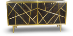 Brown Geometric Wood and Brass Sideboard