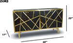 Brown Geometric Wood and Brass Sideboard