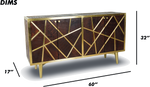Brown Geometric Wood and Brass Sideboard