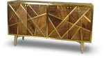 Brown Geometric Wood and Brass Sideboard