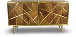 Brown Geometric Wood and Brass Sideboard
