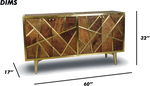 Brown Geometric Wood and Brass Sideboard