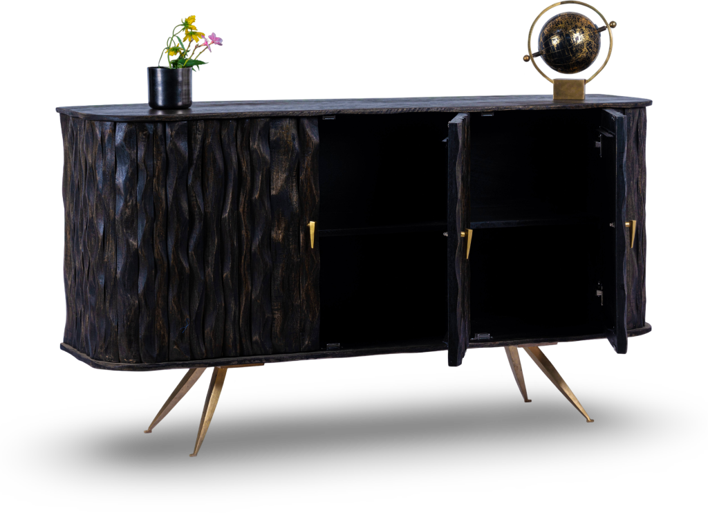 Dark Ripple Effect Wooden Sideboard