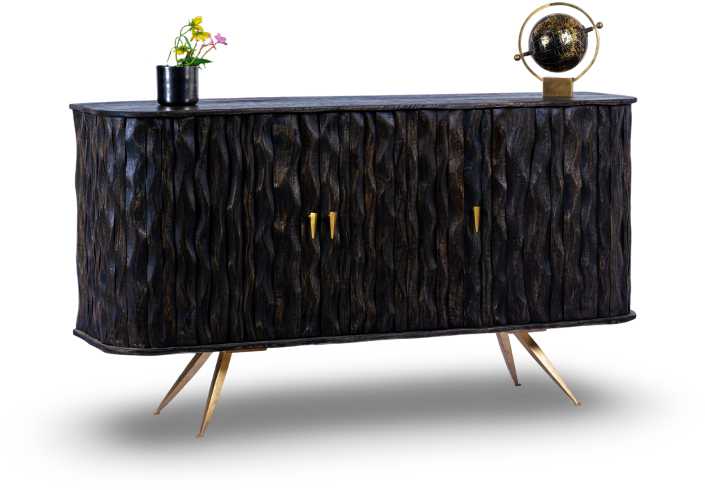 Dark Ripple Effect Wooden Sideboard