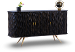 Dark Ripple Effect Wooden Sideboard