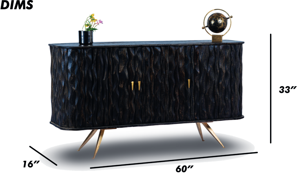 Dark Ripple Effect Wooden Sideboard