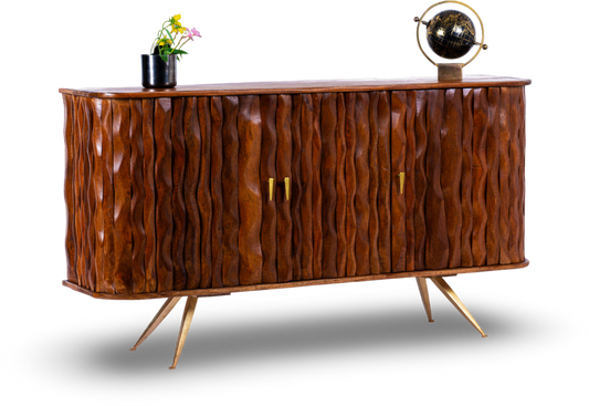 Dark Ripple Effect Wooden Sideboard