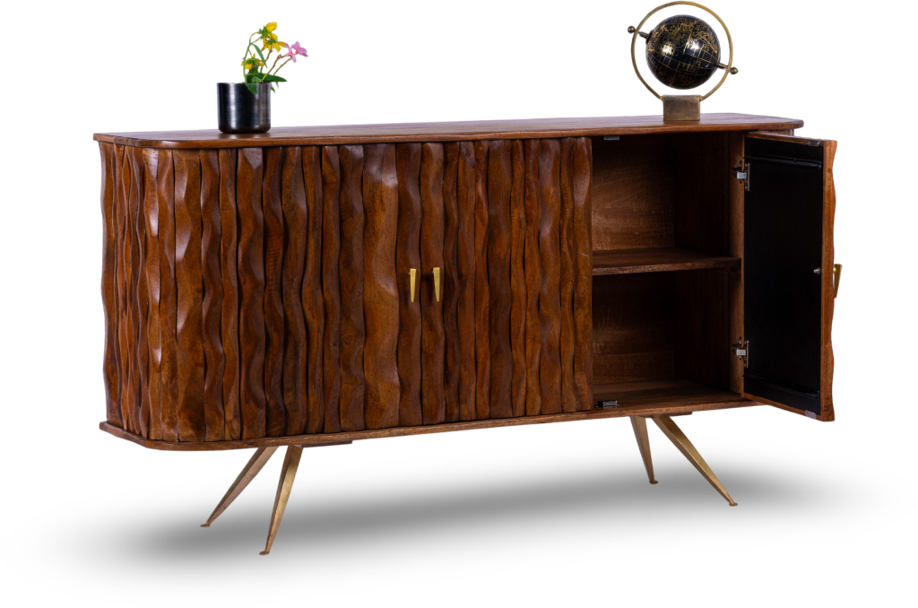 Dark Ripple Effect Wooden Sideboard