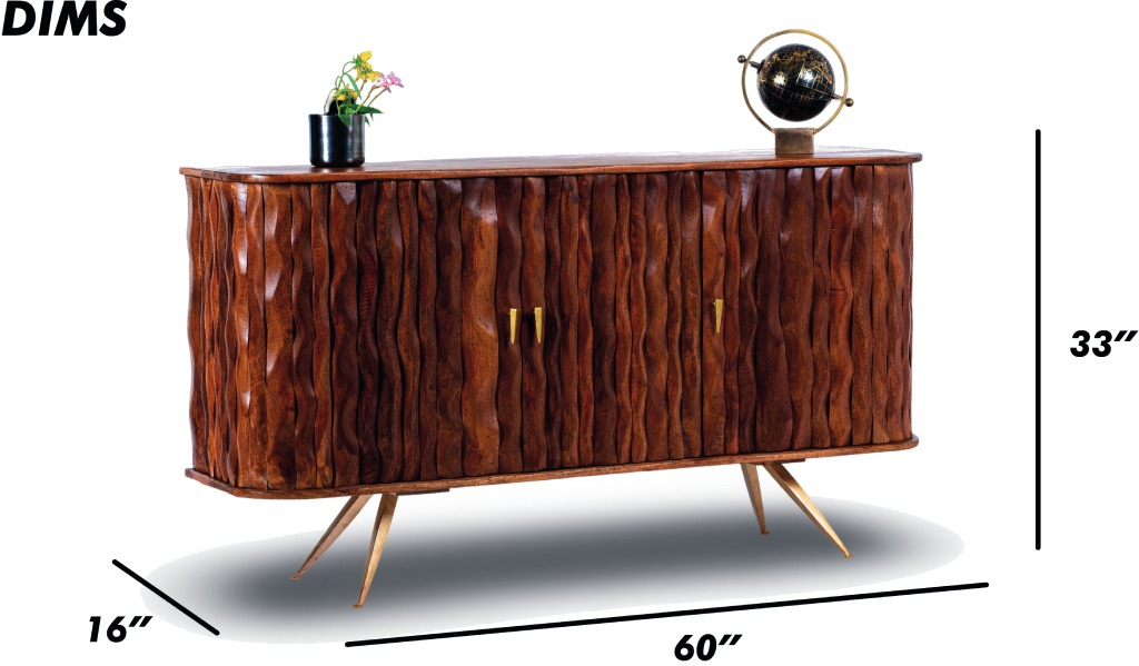 Dark Ripple Effect Wooden Sideboard