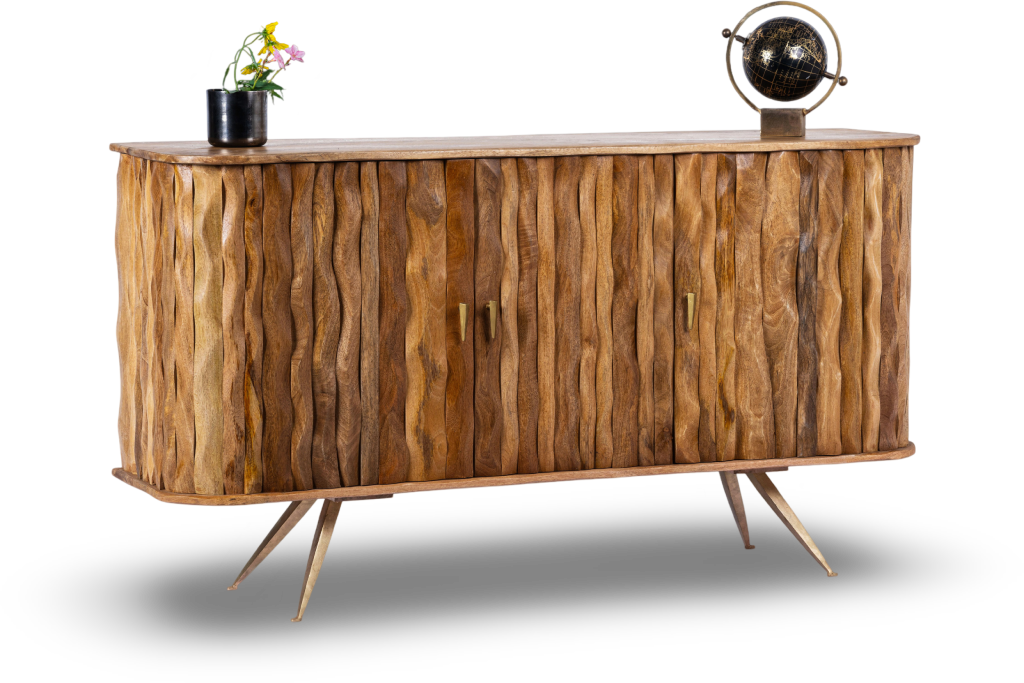 Dark Ripple Effect Wooden Sideboard