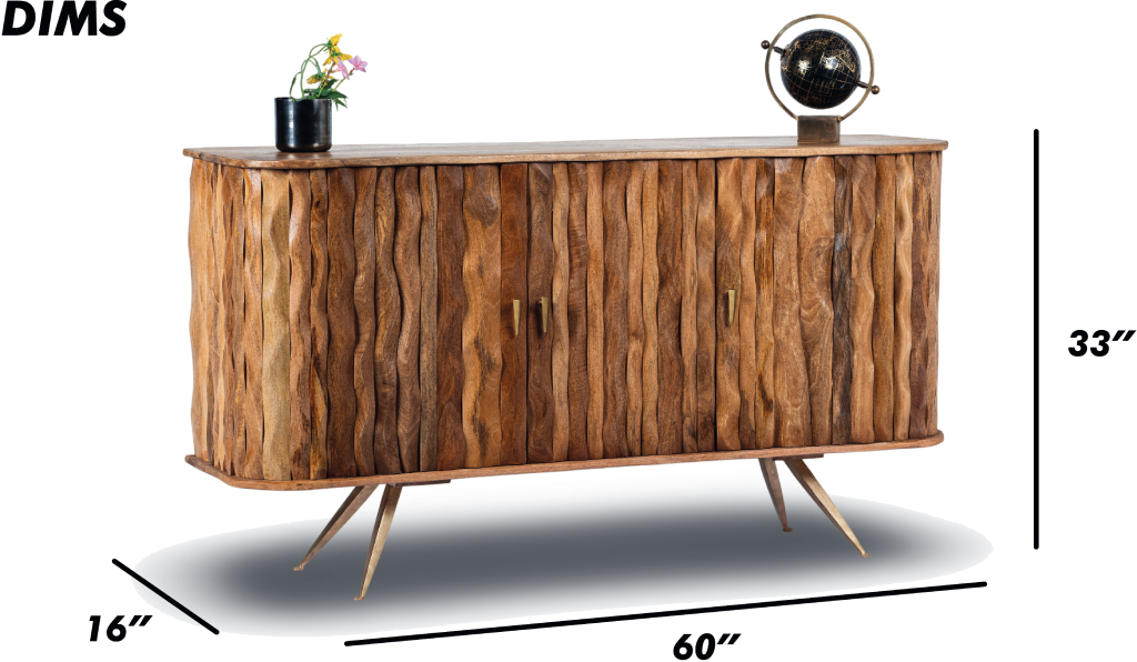 Dark Ripple Effect Wooden Sideboard