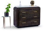 Ribbed Wooden Dresser with Brass Accents