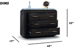 Ribbed Wooden Dresser with Brass Accents