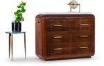Ribbed Wooden Dresser with Brass Accents