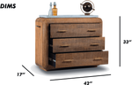 Ribbed Wooden Dresser with Brass Accents