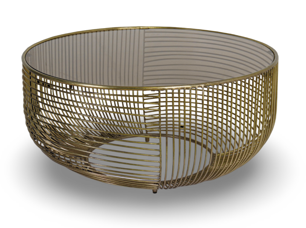 Round Wire Coffee Table with Glass Top
