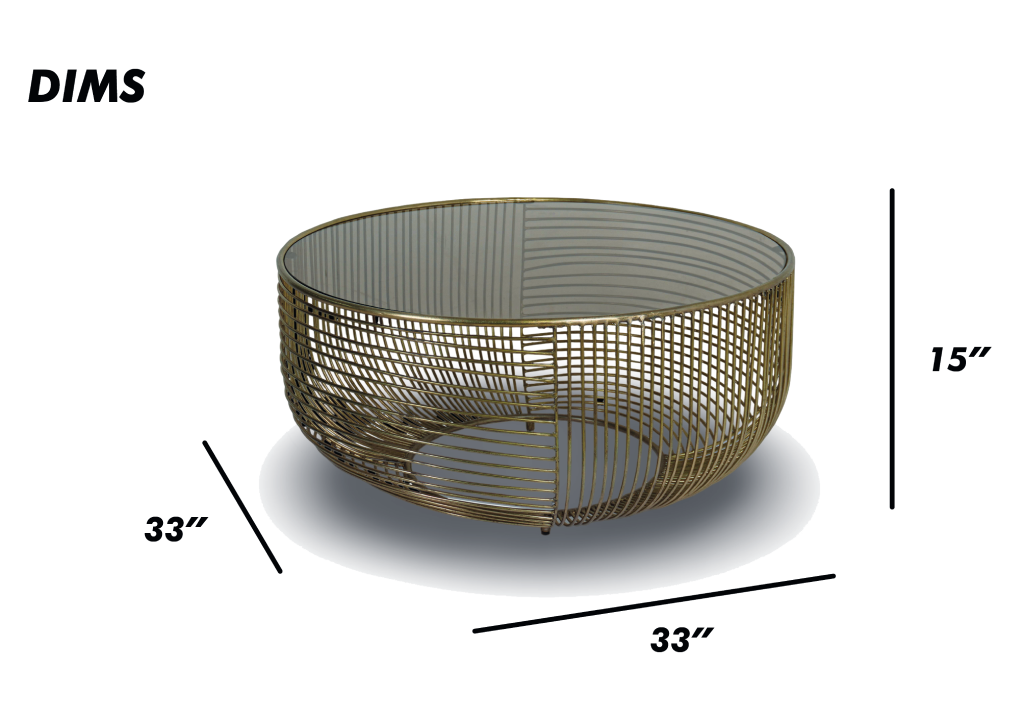 Round Wire Coffee Table with Glass Top