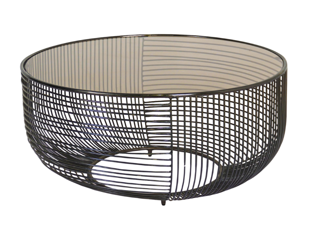 Round Wire Coffee Table with Glass Top
