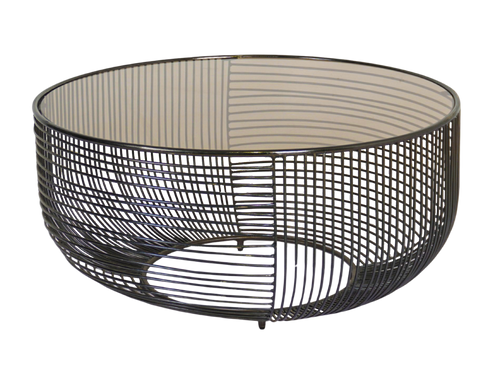 Round Wire Coffee Table with Glass Top