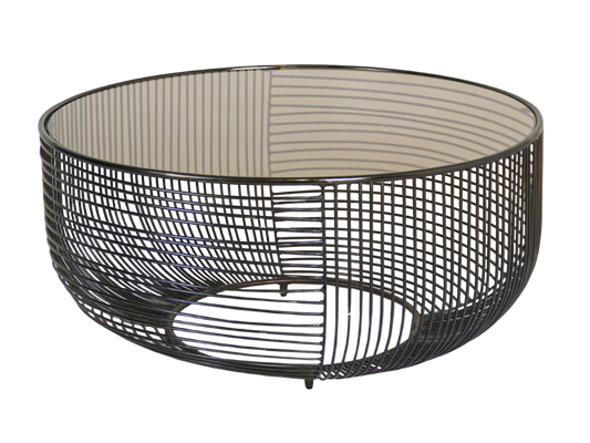 Round Wire Coffee Table with Glass Top