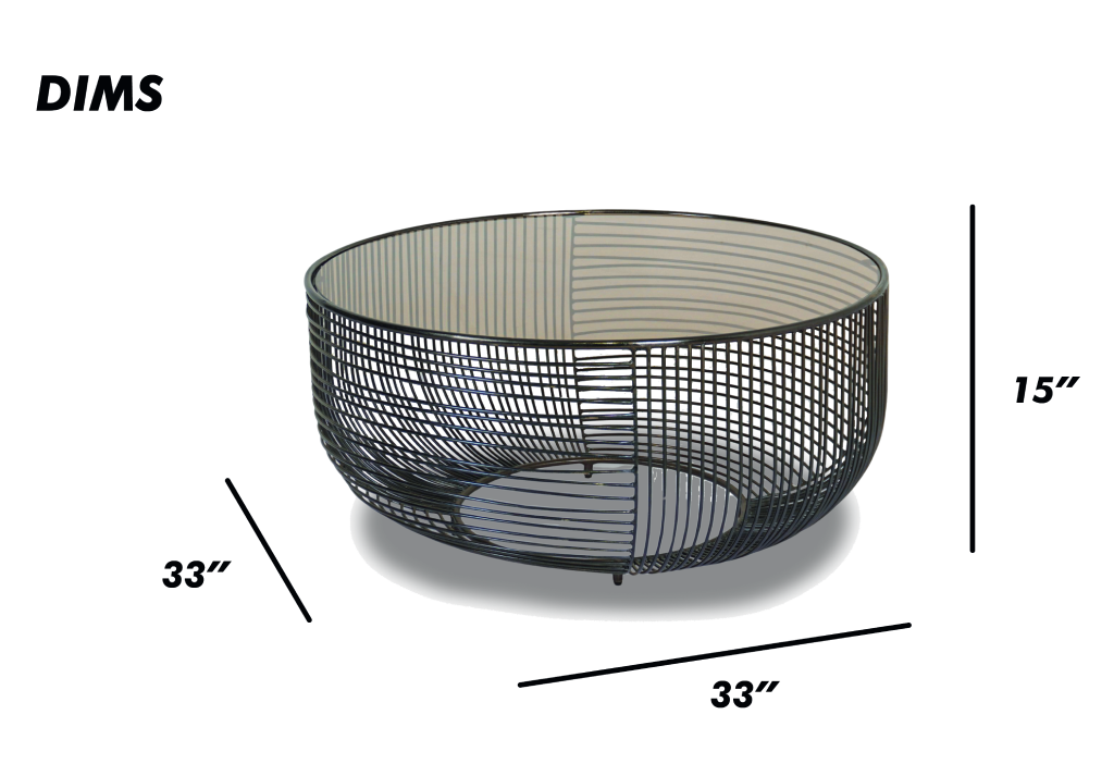 Round Wire Coffee Table with Glass Top