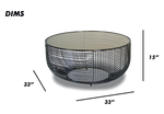 Round Wire Coffee Table with Glass Top