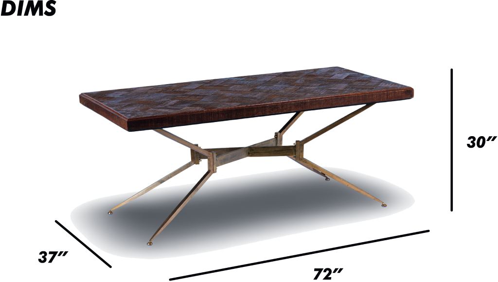 Parquet Wood Dining Table with Metal Base