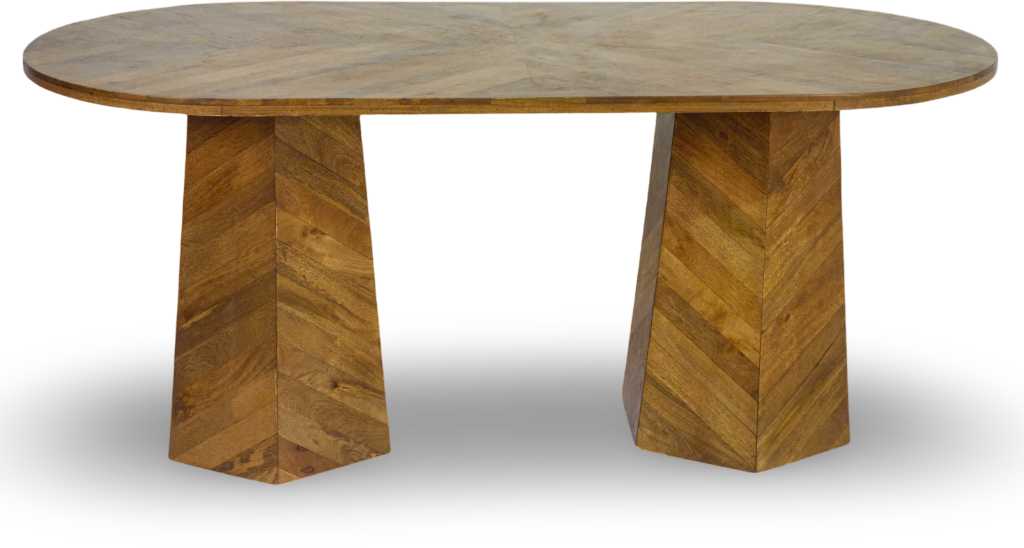 Chevron Pattern Oval Dining Table