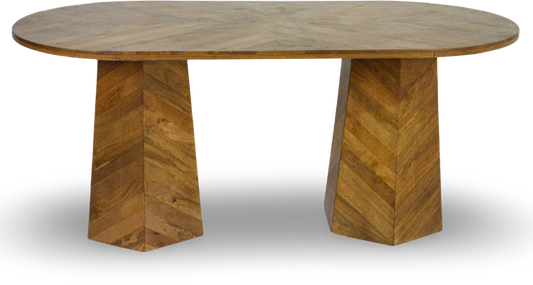 Chevron Pattern Oval Dining Table
