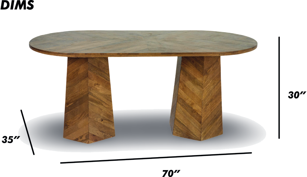 Chevron Pattern Oval Dining Table