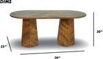 Chevron Pattern Oval Dining Table