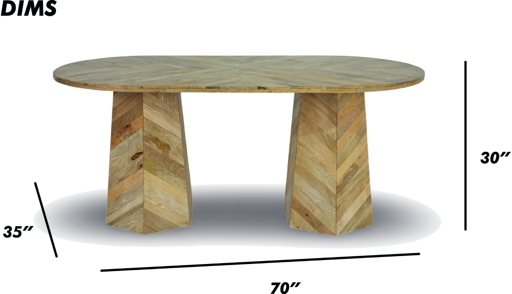 Chevron Pattern Oval Dining Table