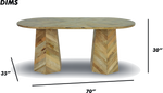Chevron Pattern Oval Dining Table