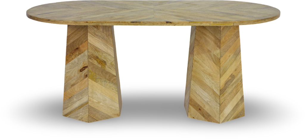 Chevron Pattern Oval Dining Table