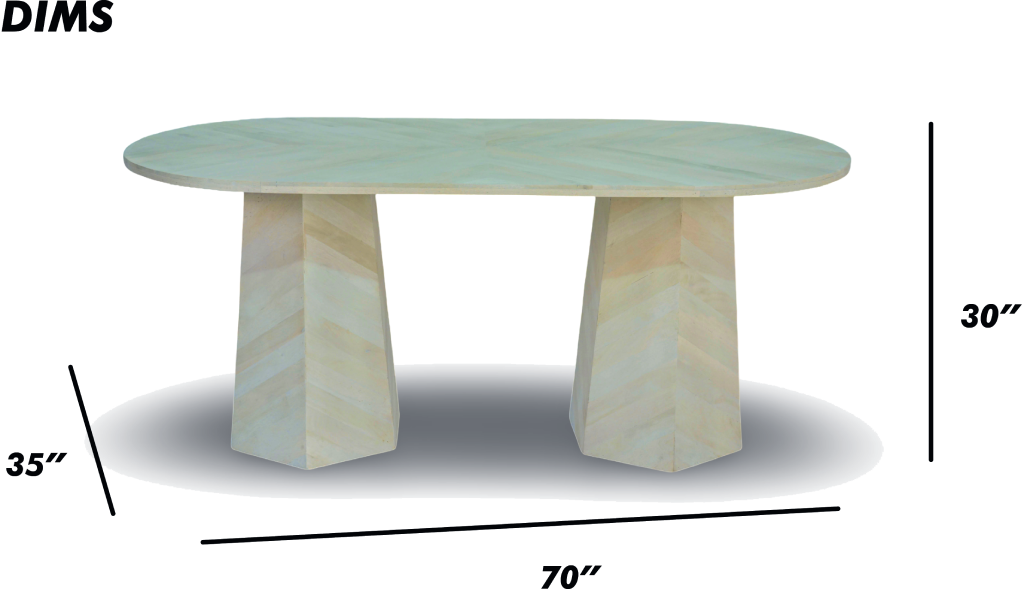 Chevron Pattern Oval Dining Table