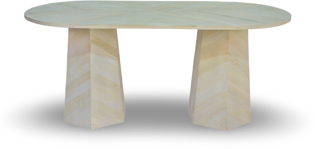 Chevron Pattern Oval Dining Table