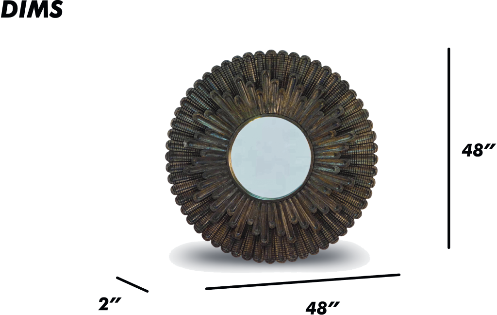 Sunburst Carved Wood Mirror