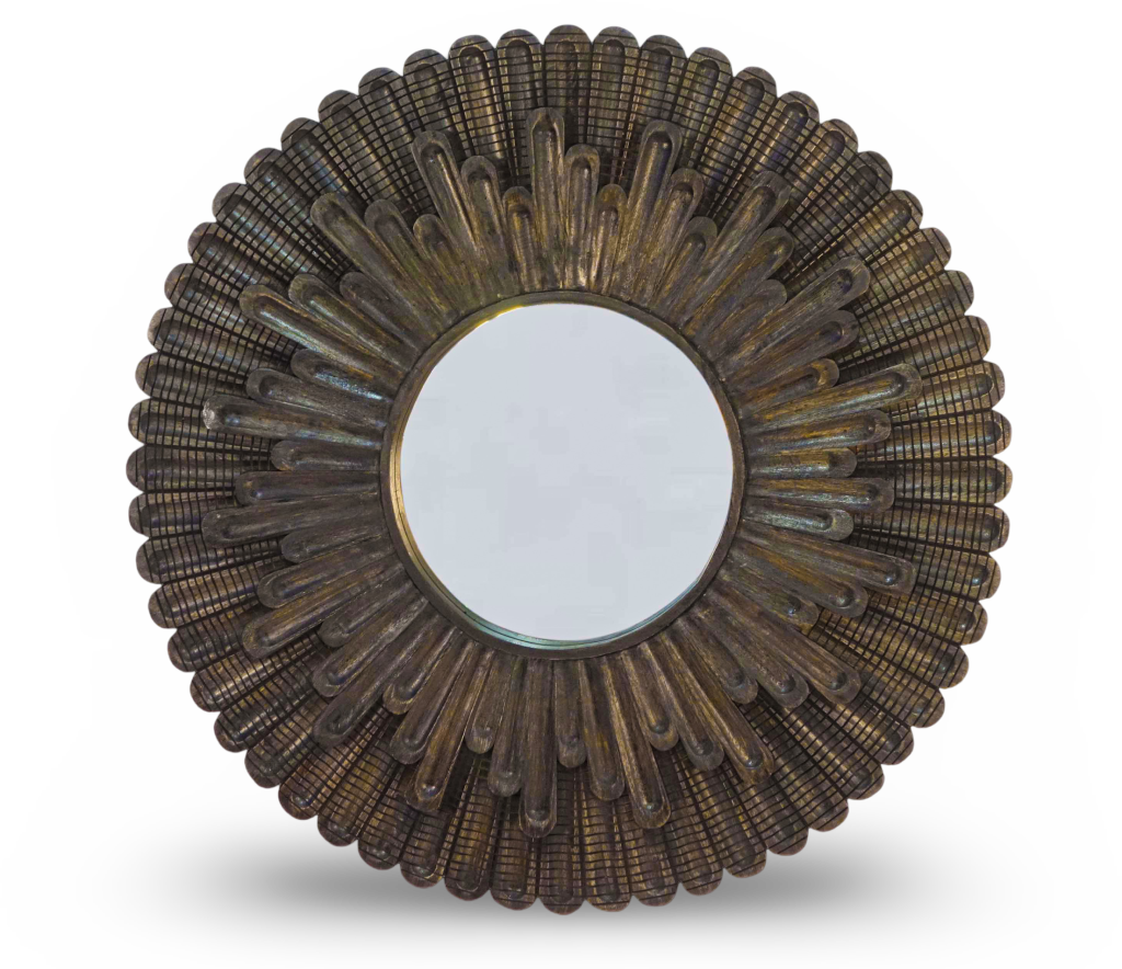 Sunburst Carved Wood Mirror
