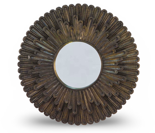 Sunburst Carved Wood Mirror