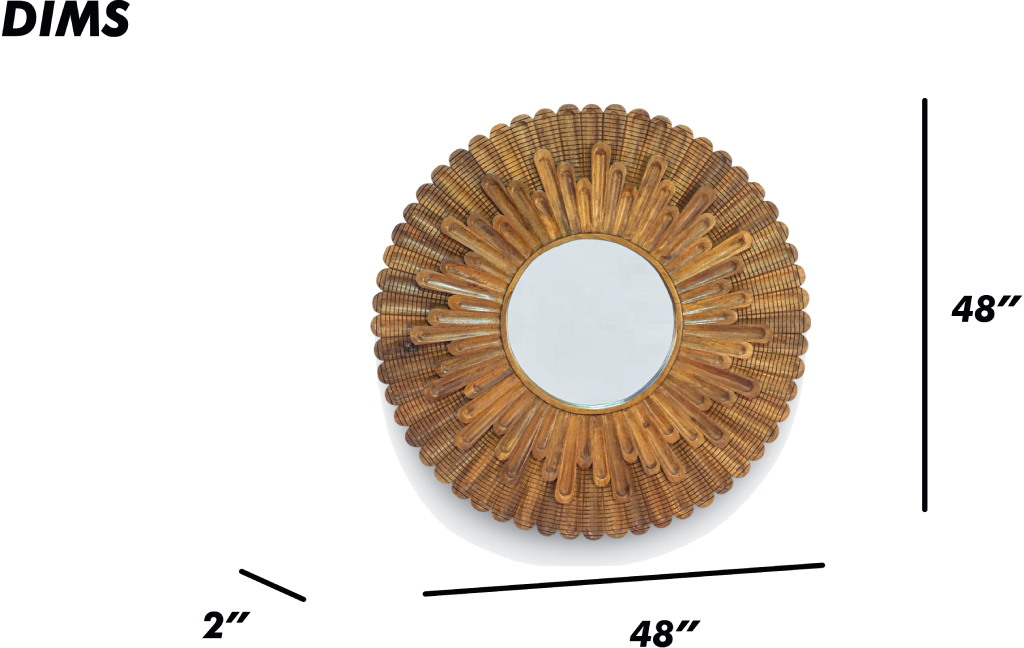 Sunburst Carved Wood Mirror