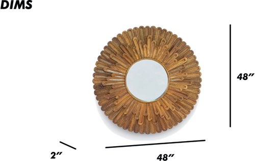 Sunburst Carved Wood Mirror