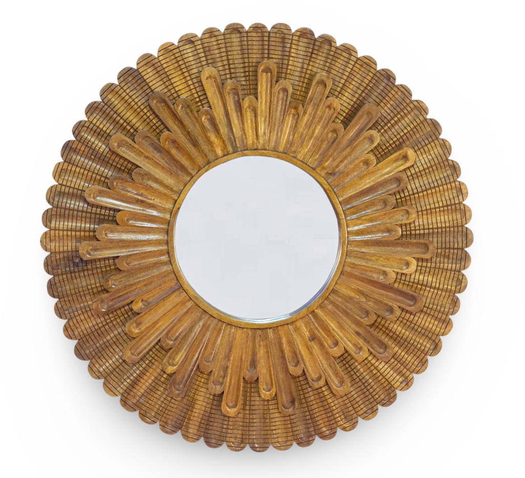 Sunburst Carved Wood Mirror