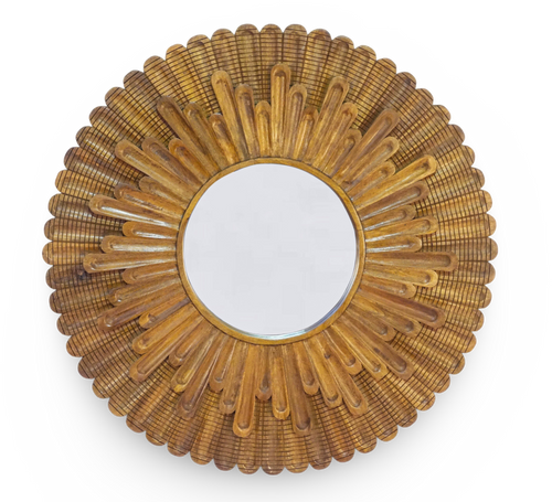 Sunburst Carved Wood Mirror