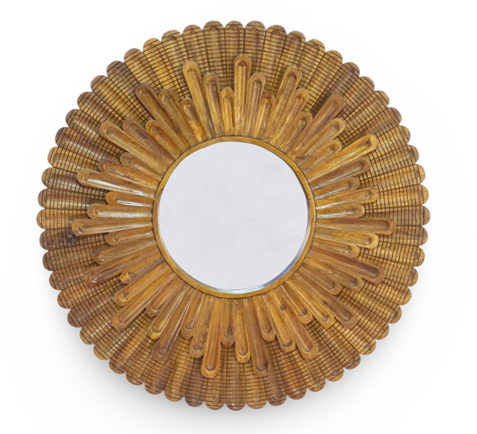 Sunburst Carved Wood Mirror
